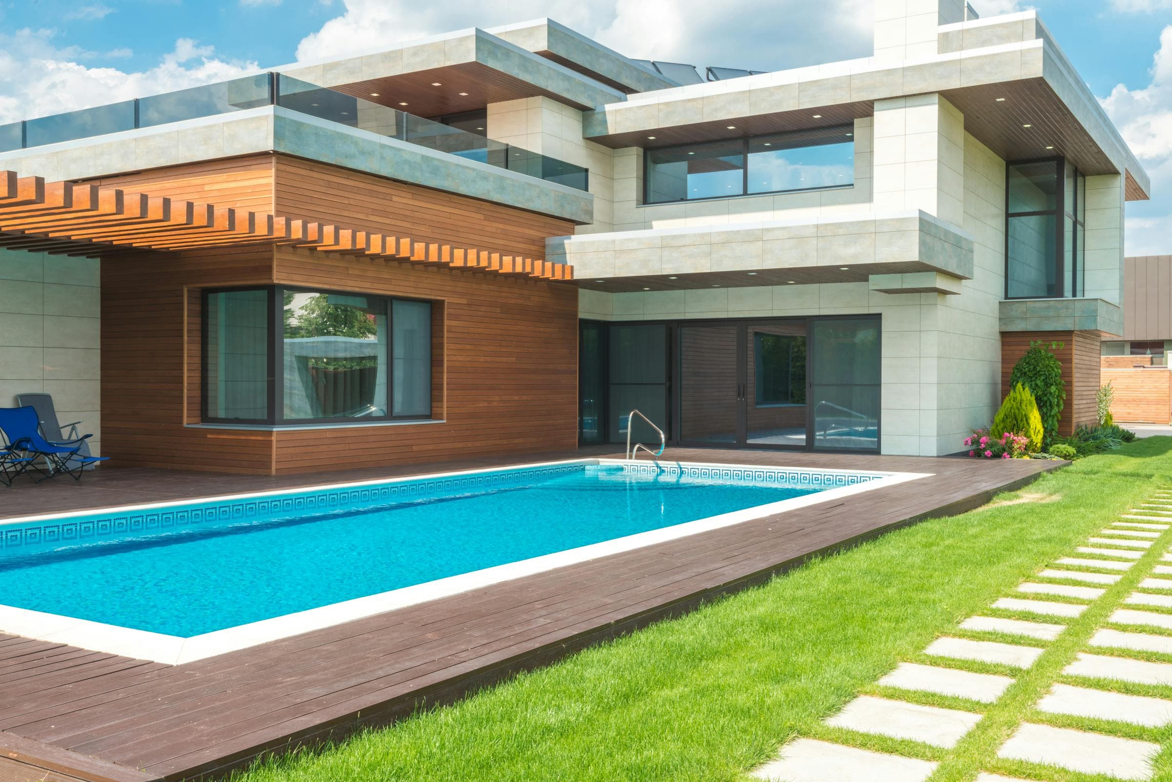 A meticulously maintained estate pool